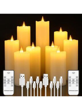 Rechargeable Flameless Candles with Remote & Timer - USB-C LED Decor